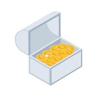 Have a look at this isometric icon of bitcoin treasure box vector