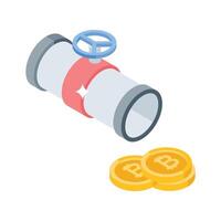Get a glimpse of this isometric icon showing money flow vector