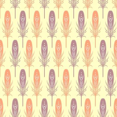 Seamless pattern with feathers in retro style. Soft colors. Can be used to web design, fabric design, decorative paper, etc.