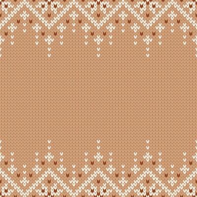 Knitwear texture. Template with empty place for text. Traditional seasonal seamless background for holiday design. Winter knitted wool sweater pattern with snowflakes. Christmas beige illustration.