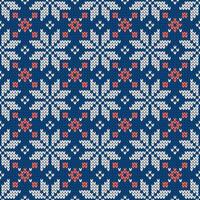 Scandinavian knitted seamless pattern. Norwegian native style sweater with snowflakes. Wool texture. Winter holiday backgrounds, illustration. vector
