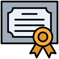 Certificate Icon, Outline Flat Design Icon Symbol, Education School Icon. vector