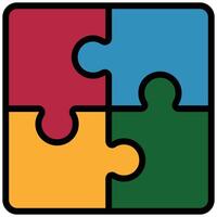 Puzzle Icon, Outline Flat Design Icon Symbol, Education School Icon. vector
