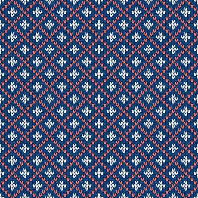 Winter knitted pattern. Nordic ethnic style ornament with rhombs and dots. Holiday background. Diamond pattern seamless texture.
