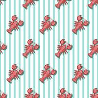 Hand drawn seamless pattern of lobster. vector