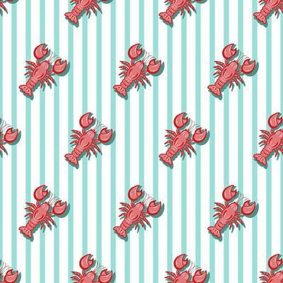 Hand drawn seamless pattern of lobster.