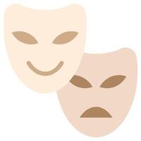 Theatre Mask Flat Design Icon, Black And White Flat Design Icon Symbol vector