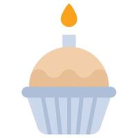 Candle Cake Flat Design Icon, Black And White Flat Design Icon Symbol vector