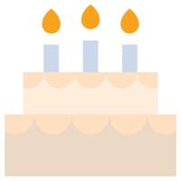 Birthday Cake Flat Design Icon, Black And White Flat Design Icon Symbol vector