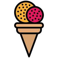 Ice Cream Cone Outline Design Icon, Black And White Outline Flat Design Icon Symbol vector