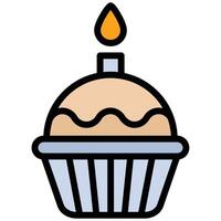 Candle Cake Outline Flat Design Icon, Black And White Outline Flat Design Icon Symbol vector