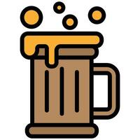 Beer Outline Flat Design Icon, Black And White Outline Flat Design Icon Symbol vector