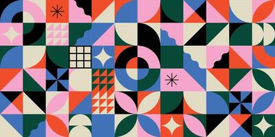 Colorful geometric abstract pattern in retro modern style vector
