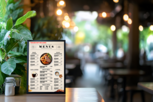 Restaurant Menu Mockup with a Bokeh Background psd
