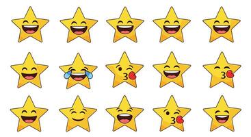 The Starry Emoticons A Visual Exploration of Emotions Displayed Through Animated Stars vector