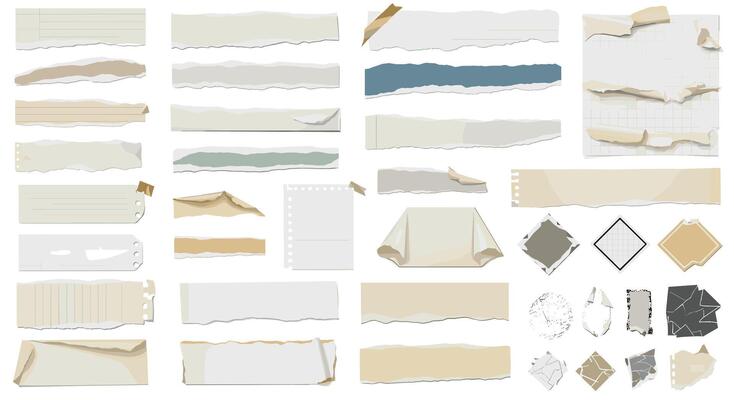 A Collection of Realistic Torn Paper Textures for Digital Design and Scrapbooking