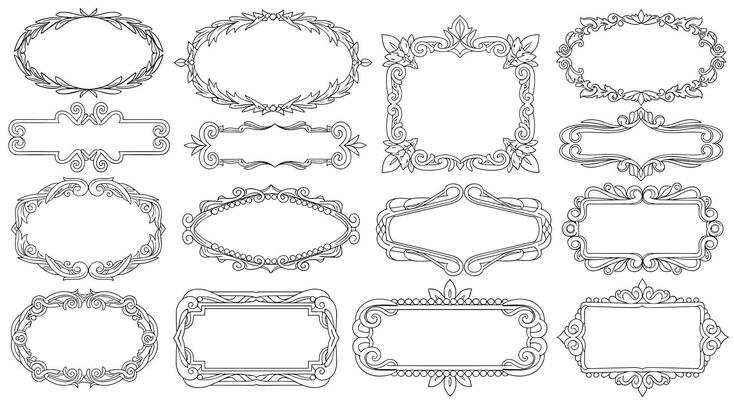 Collection of Ornate Decorative Frames for Graphic Design and Creative Projects Artwork