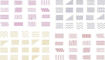a set of different colored waves and wavy lines vector