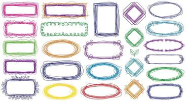 Collection of Hand Drawn Grunge Borders and Frames with Paint Brush Strokes Artistic Design vector