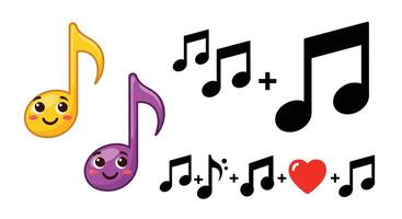 Melody of Emotions Harmony of Sound Combination of Colorful Musical Notes Concept vector