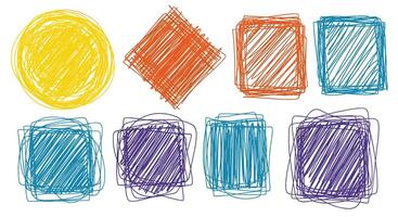 Abstract Colorful Shapes with Hand Drawn Scribble Texture for Art Education Projects vector
