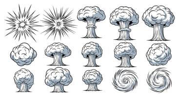 Stages of Explosion Various Clouds of Smoke Rising in the Air From Impact vector