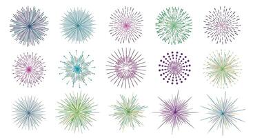 Collection of Vibrant and Abstract Graphic Elements in an Array on a White Background vector