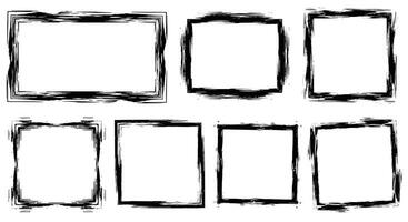 Variety of Grunge Style Rectangle and Square Frame Elements for Retro Designs vector