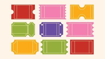 Retro doodle ticket frames and coupons hand-drawn set for marketing, giveaways, discounts, and party access vector