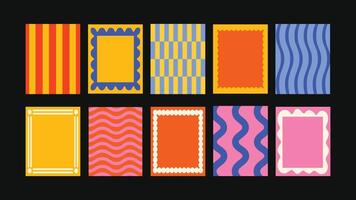 Bright minimal poster with rounded border Square poster with a playful scalloped edge. Great for fun messages, bold statements, or adding a pop-art touch to any design. vector