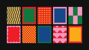 Set of cartoon paper notes in retro doodle style colorful vector