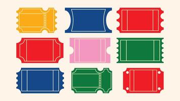 Retro doodle ticket frames and coupons set for marketing, giveaways, discounts, and party access vector