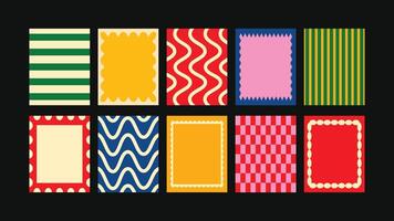 Retro frame with solid color center Clean and colorful poster with a center block and decorative edge. Looks like a vintage stamp, made for bold text or collage backgrounds. vector