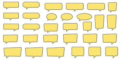 Yellow chat bubble, yellow speech bubble, message box collection. vector