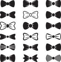 Collection of Black and White Bow Tie Silhouettes Various Styles Simple Icons Set bowties vector