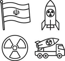 Iran Flag and Nuclear Power Line Icons vector