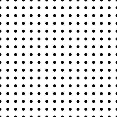 Black polka dots on white background in a repeating pattern, simple and clean design