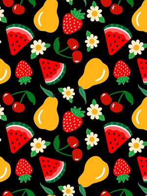 fresh garden harvest endless tileable backdrop charming playful design for kitchen goods and party supplies berries and fruit flowers seamless pattern