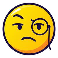 Colorful Monocle Face Emoji with Raised Eyebrow and Inquisitive Smirk on White Background vector