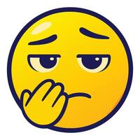 Colorful Skeptical Face Emoji Illustration with Raised Eyebrow and Slanted Eyes, Expressing Doubt and Suspicion, Cartoon Style on White Background vector