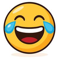 Colorful Laughing Emoji Illustration with Tears of Joy, Vibrant Yellow Cartoon Face, High-Resolution Digital Expression of Hilarious Laughter vector