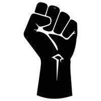 Raised Fist with Emblem, Symbol of Power and Solidarity Sign vector