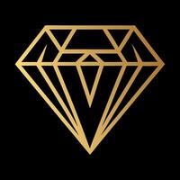 Gold diamond outline on black background vector