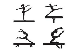 Set of gymnast beam silhouette on white background. Gymnast beam icon vector