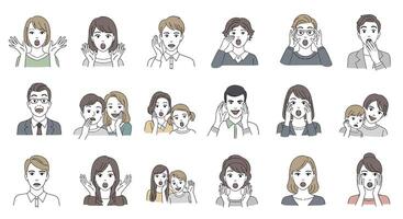 Emotions and Feelings Portrayed by a Diverse Set of People Exhibiting Different Reactions vector