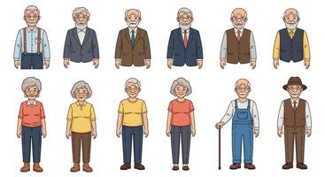 Elderly Portraits Pixel Art Collection A Study in Digital Geriatric Representation vector