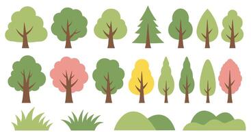 Exploring Nature A Collection of Diverse Trees Grass and Hills in Digital Art vector