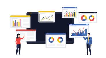 Analyzing Data Using Various Tools for Data Visualization and Interpretation by a Team vector