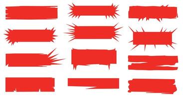 Bold Red Brush Stroke Banners for Highlighting Text and Adding Visual Emphasis to Design vector