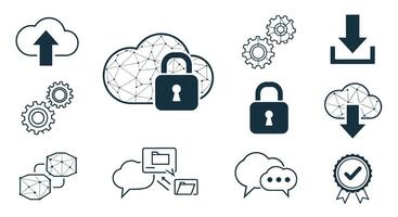 Secure Cloud Data Management Solutions for Business Data and Information Management System vector